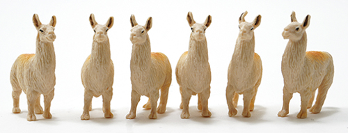 Dollhouse miniature LLAMAS, 6 PIECES